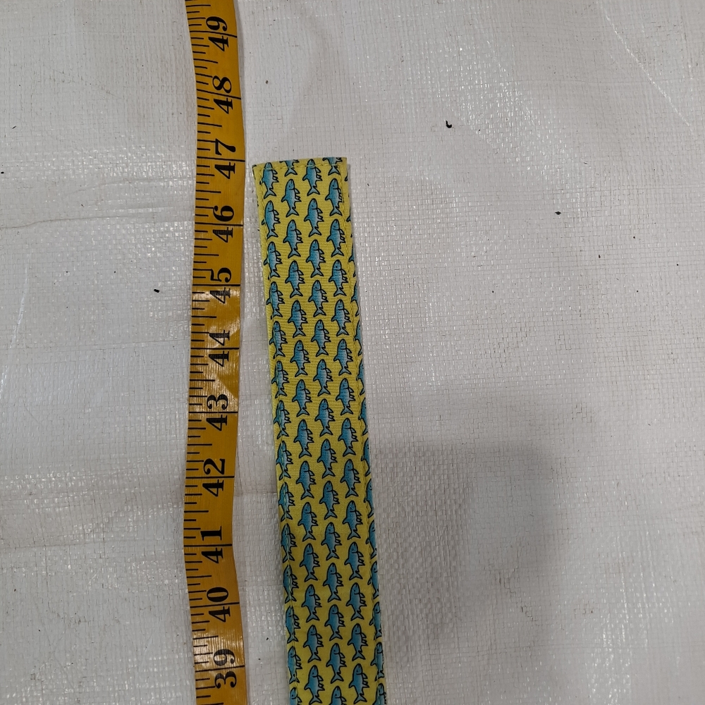 Vineyard Vines Blue Bone Fish Fabric Double DRing Belt - Picture 12 of 13